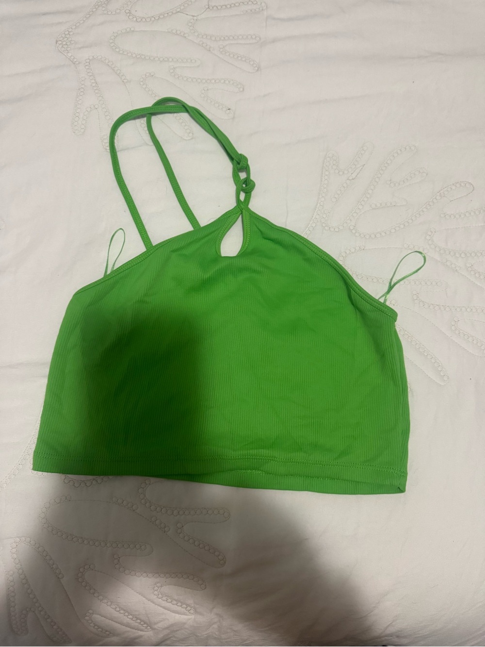 ZARA Bright Lime Green Crop Halter Tank Top